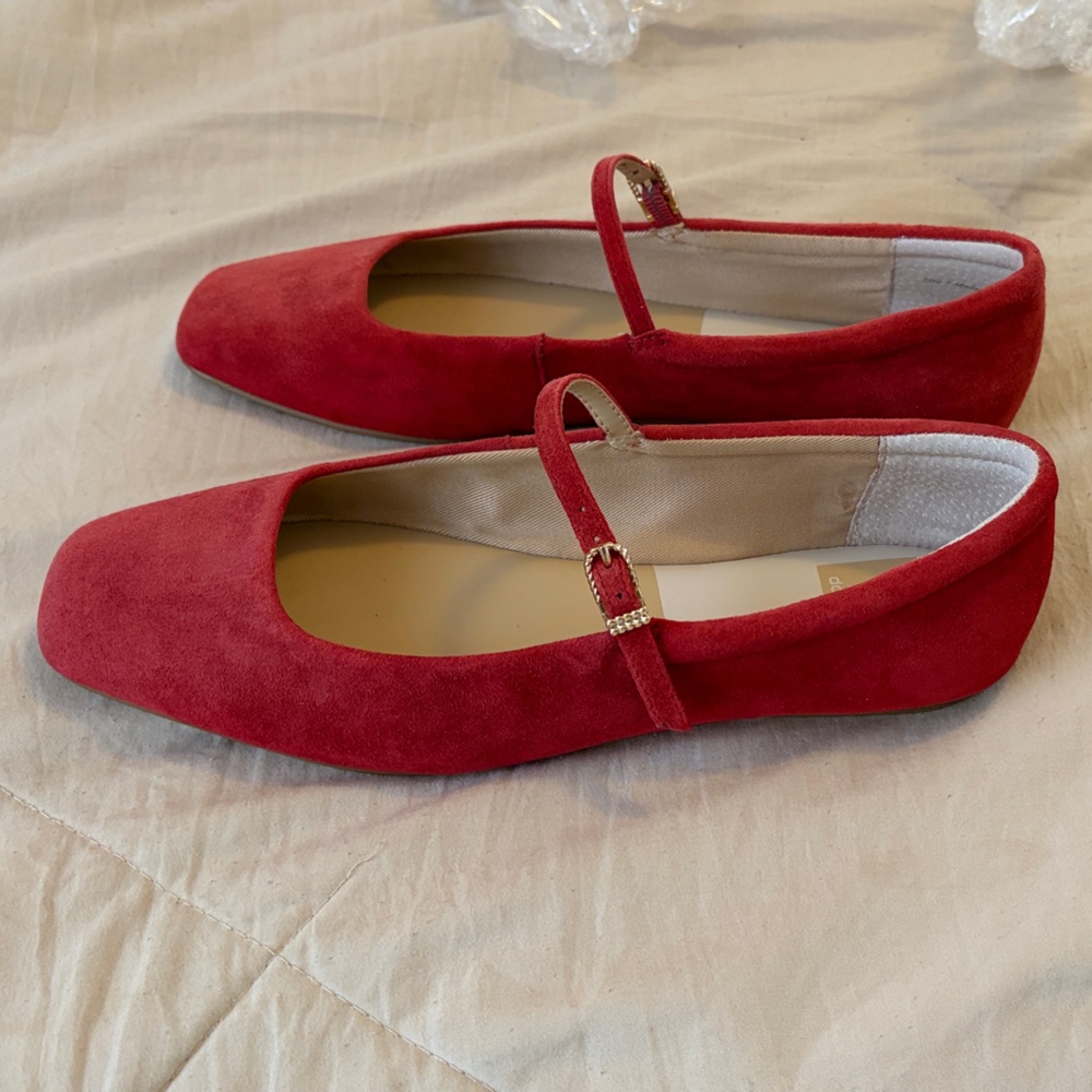 Dolce Vita Red Suede Mary Jane Flats